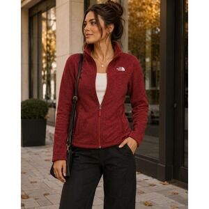 The North Face Sweater Fleece Jacket Women Medium Red Full Zip Gorpcore